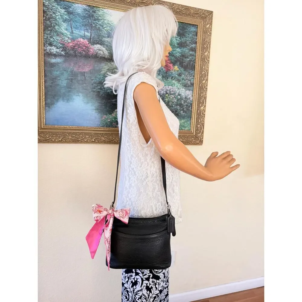 Vintage COACH #6807 Black "Hudson Small Zip" pebbled Leather Shoulder Bag - Picture 5 of 12